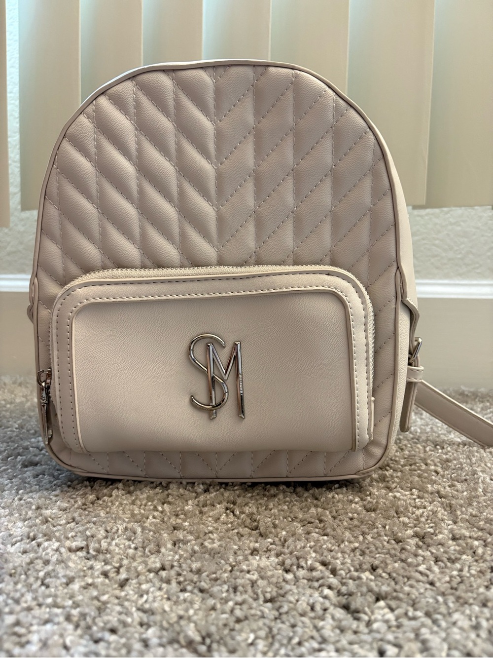 Steve Madden Quilted Small Backpack - Light Cream